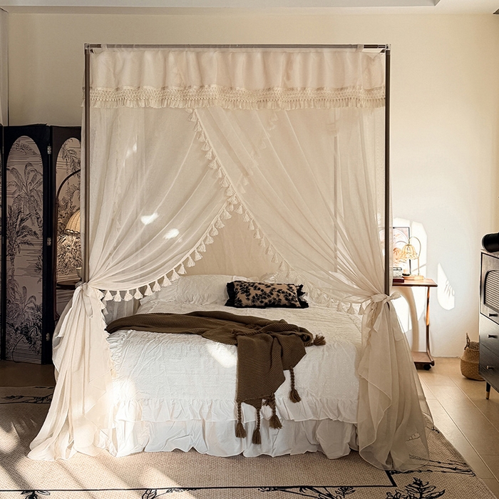 91家纺网 家纺一手货源 找家纺 （总）都市缘蚊帐 2026新款906系列安娜多丽棉纱落地宫廷蚊帐