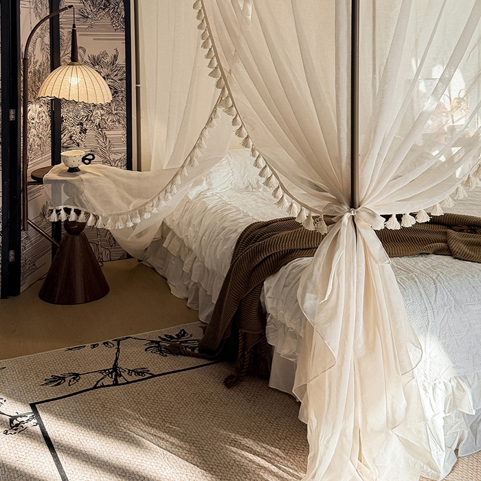 91家纺网 家纺一手货源 找家纺 （总）都市缘蚊帐 2026新款906系列安娜多丽棉纱落地宫廷蚊帐