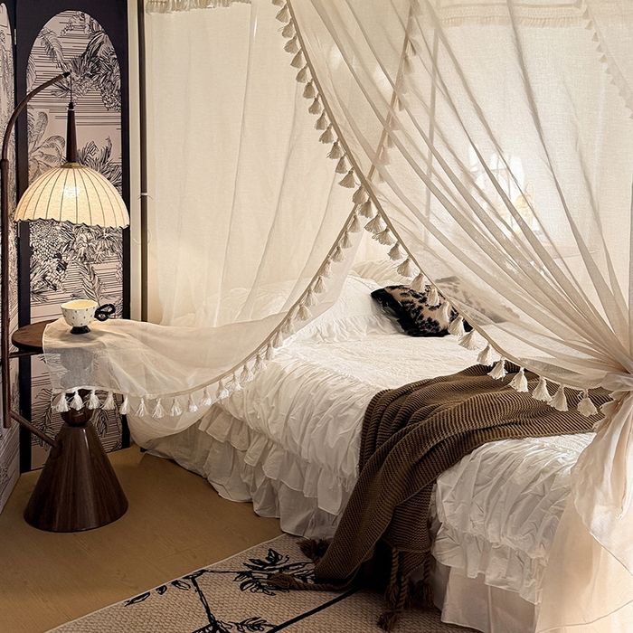 91家纺网 家纺一手货源 找家纺 （总）都市缘蚊帐 2026新款906系列安娜多丽棉纱落地宫廷蚊帐