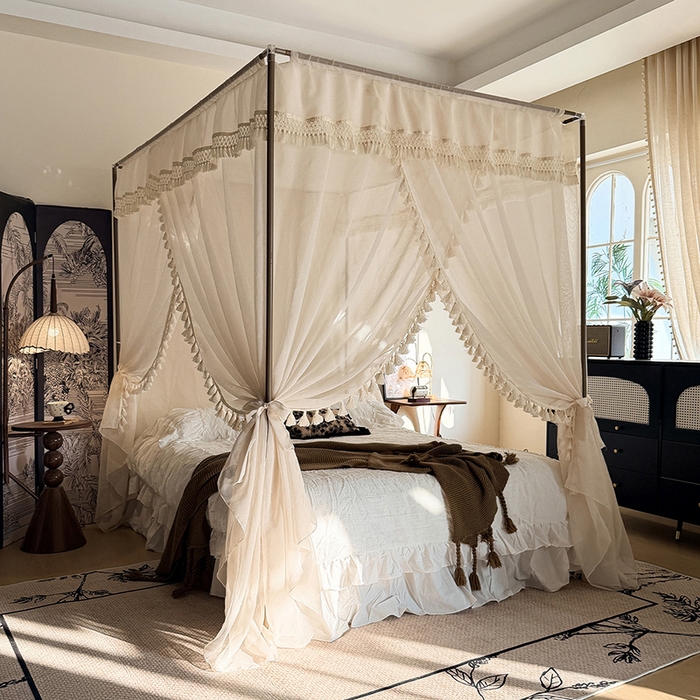 91家纺网 家纺一手货源 找家纺 （总）都市缘蚊帐 2026新款906系列安娜多丽棉纱落地宫廷蚊帐