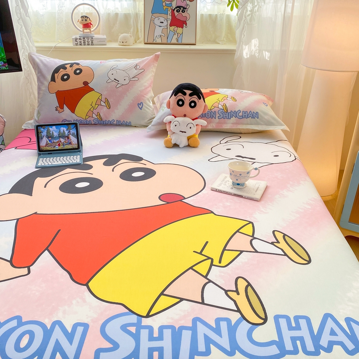 91家纺网 家纺一手货源 找家纺 博雅 2026新款蜡笔小新正版授权全棉纯棉大版床笠单件床笠单品单床笠 大版-呆萌蜡笔小新