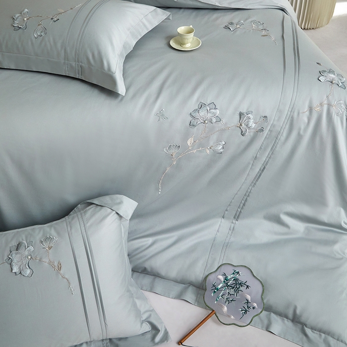 91家纺网 家纺一手货源 找家纺 （总）蒂爵 2026新款贡缎100支长绒棉全棉纯棉刺绣绣花四件套高端四件套-陌上花开