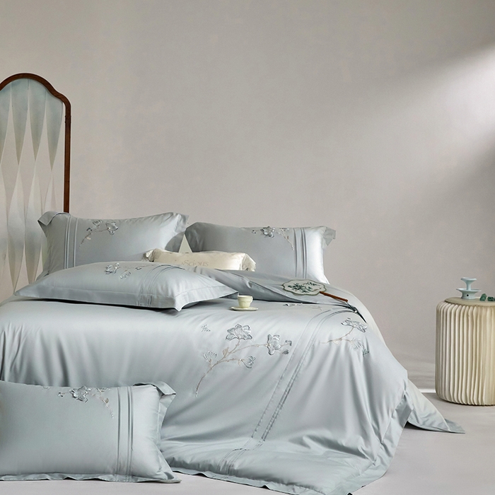 91家纺网 家纺一手货源 找家纺 （总）蒂爵 2026新款贡缎100支长绒棉全棉纯棉刺绣绣花四件套高端四件套-陌上花开