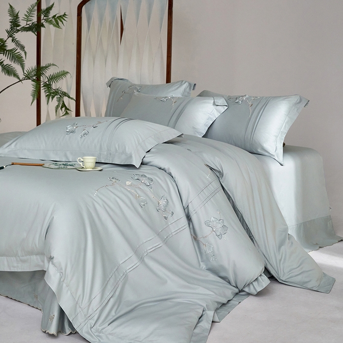 91家纺网 家纺一手货源 找家纺 （总）蒂爵 2026新款贡缎100支长绒棉全棉纯棉刺绣绣花四件套高端四件套-陌上花开