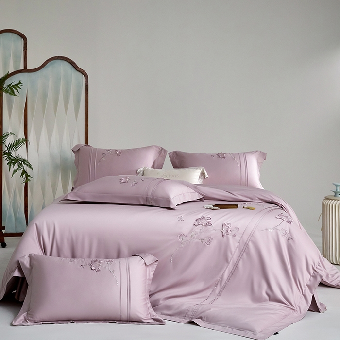 91家纺网 家纺一手货源 找家纺 （总）蒂爵 2026新款贡缎100支长绒棉全棉纯棉刺绣绣花四件套高端四件套-陌上花开