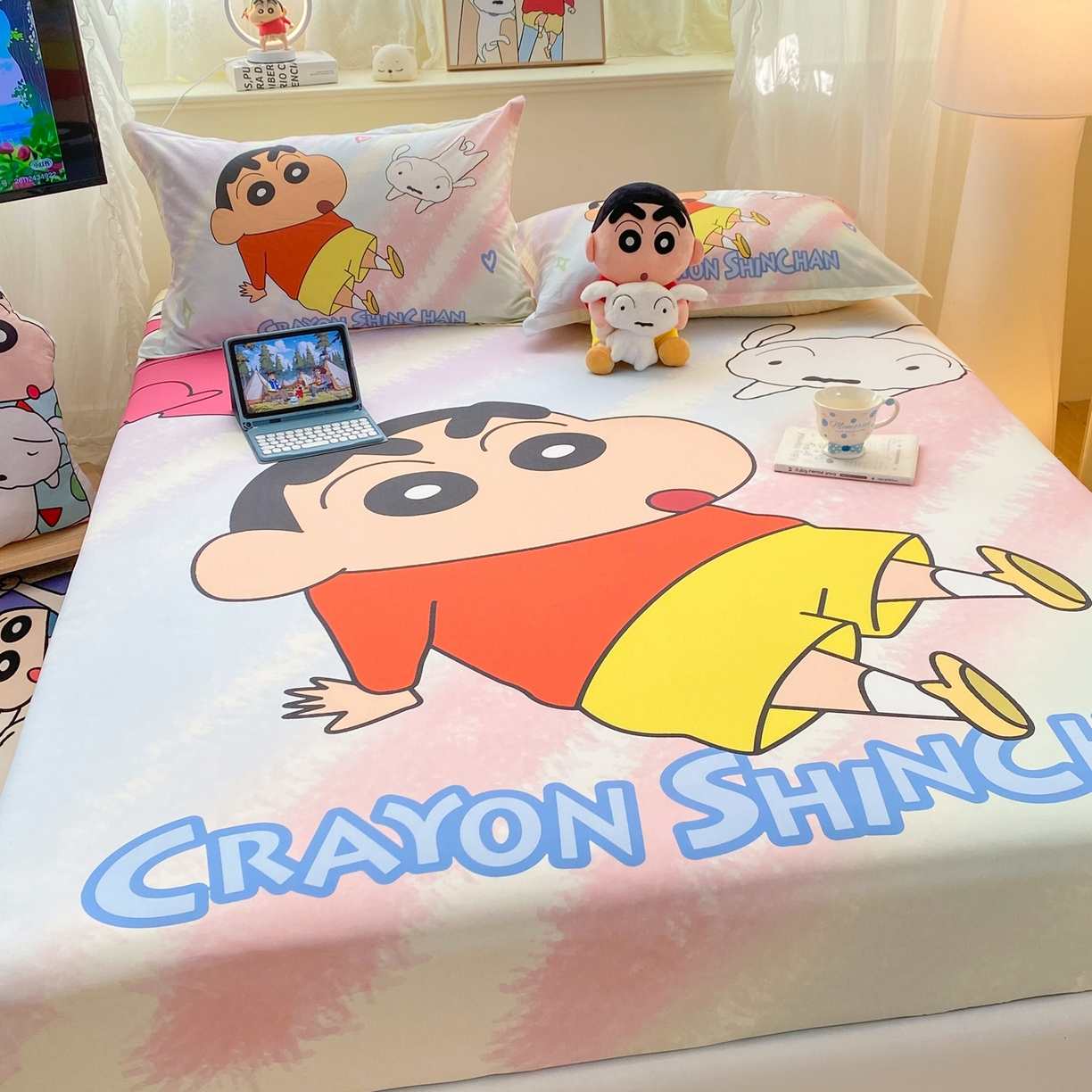 91家纺网 家纺一手货源 找家纺 博雅 2026新款蜡笔小新正版授权全棉纯棉大版床笠单件床笠单品单床笠 大版-呆萌蜡笔小新