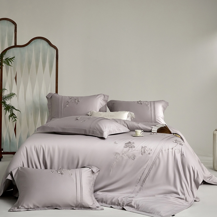 91家纺网 家纺一手货源 找家纺 （总）蒂爵 2026新款贡缎100支长绒棉全棉纯棉刺绣绣花四件套高端四件套-陌上花开