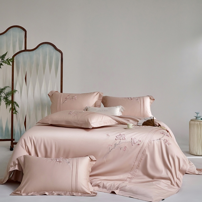 91家纺网 家纺一手货源 找家纺 （总）蒂爵 2026新款贡缎100支长绒棉全棉纯棉刺绣绣花四件套高端四件套-陌上花开