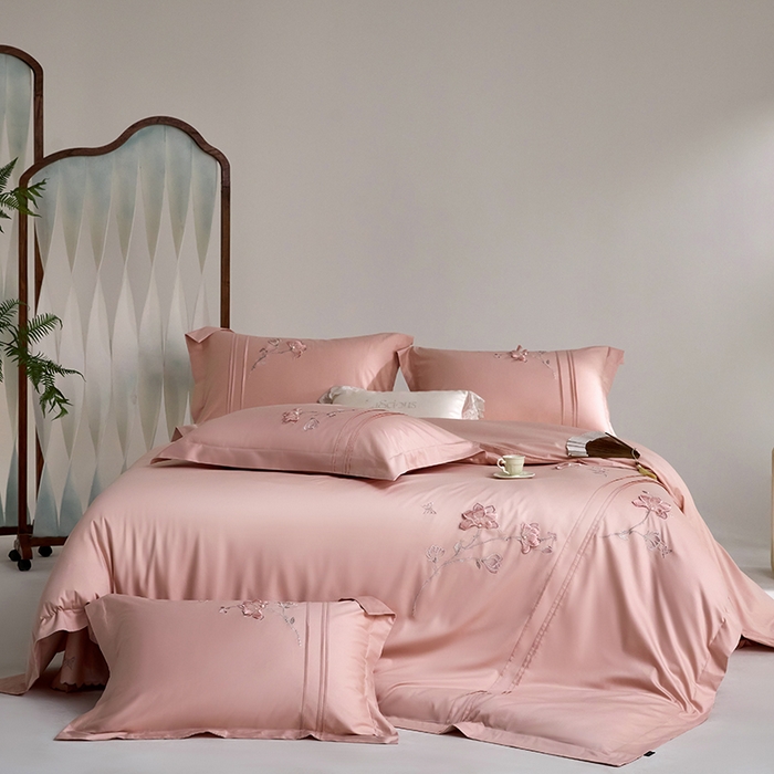 91家纺网 家纺一手货源 找家纺 （总）蒂爵 2026新款贡缎100支长绒棉全棉纯棉刺绣绣花四件套高端四件套-陌上花开