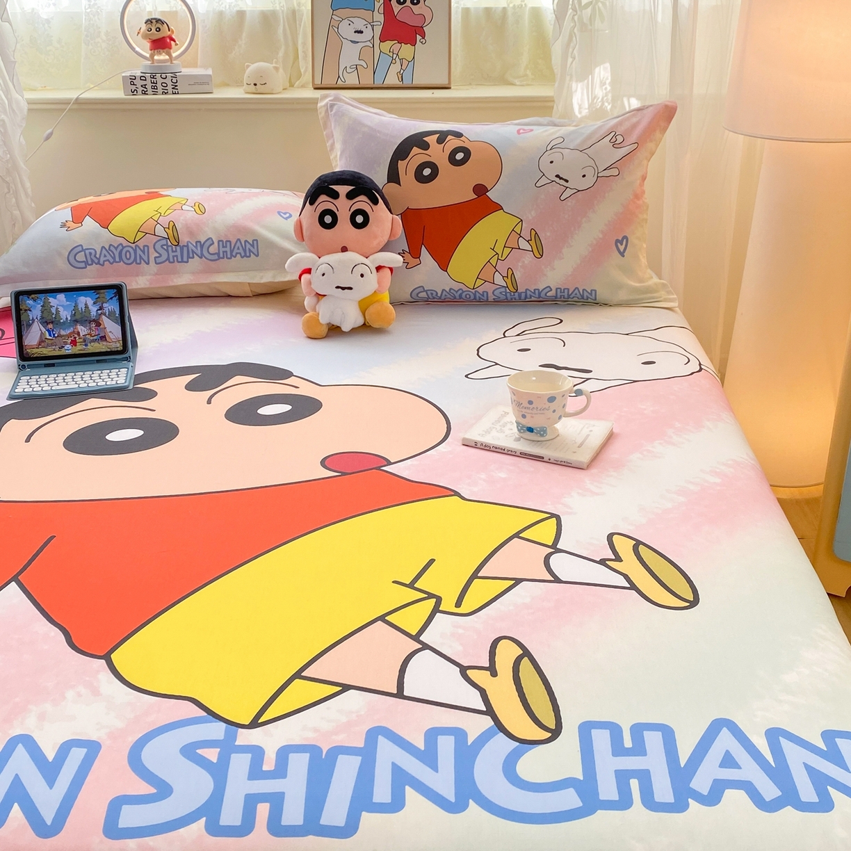 91家纺网 家纺一手货源 找家纺 博雅 2026新款蜡笔小新正版授权全棉纯棉大版床笠单件床笠单品单床笠 大版-呆萌蜡笔小新