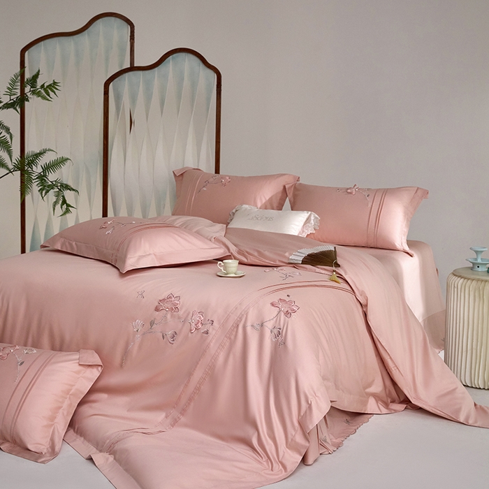 91家纺网 家纺一手货源 找家纺 蒂爵 2026新款贡缎100支长绒棉全棉纯棉刺绣绣花四件套高端四件套-陌上花开 陌上花开-贵族莎