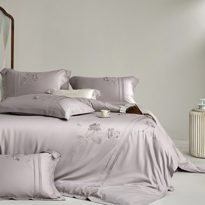 91家纺网 家纺一手货源 找家纺 蒂爵 2026新款贡缎100支长绒棉全棉纯棉刺绣绣花四件套高端四件套-陌上花开 陌上花开-晶钻灰