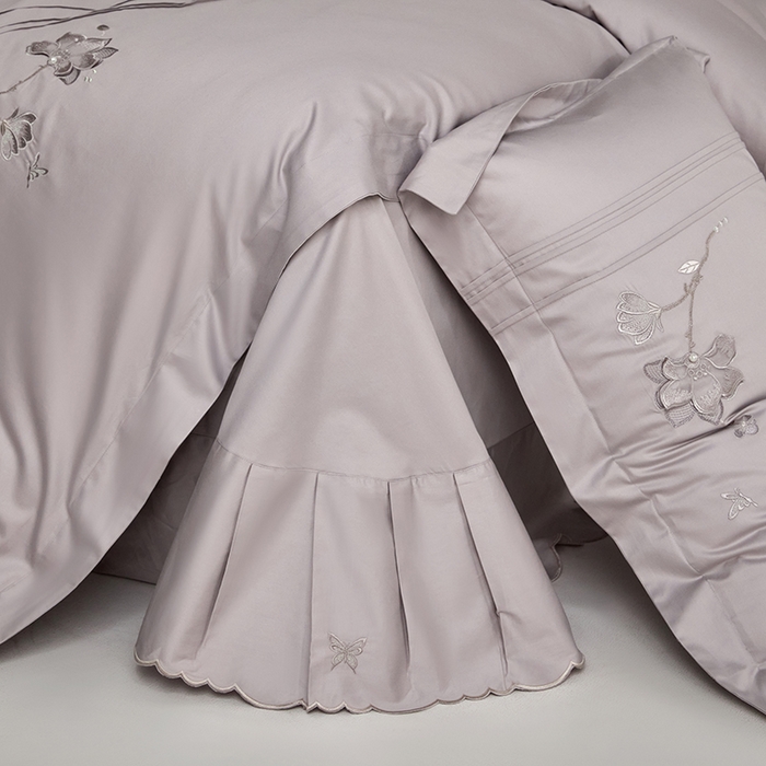 91家纺网 家纺一手货源 找家纺 蒂爵 2026新款贡缎100支长绒棉全棉纯棉刺绣绣花四件套高端四件套-陌上花开 陌上花开-晶钻灰