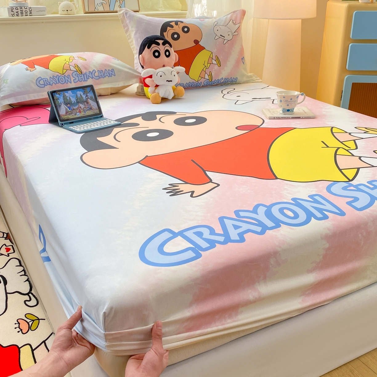 91家纺网 家纺一手货源 找家纺 博雅 2026新款蜡笔小新正版授权全棉纯棉大版床笠单件床笠单品单床笠 大版-呆萌蜡笔小新