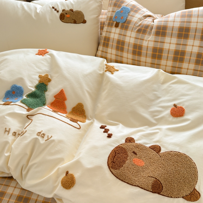 如意朵 2026新款全棉纯棉毛巾绣四件套（第二批） 开心巴拉