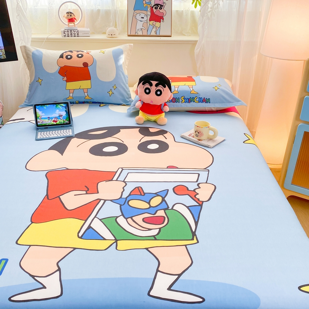 91家纺网 家纺一手货源 找家纺 博雅 2026新款蜡笔小新正版授权全棉纯棉大版床笠单件床笠单品单床笠 大版-动感小新