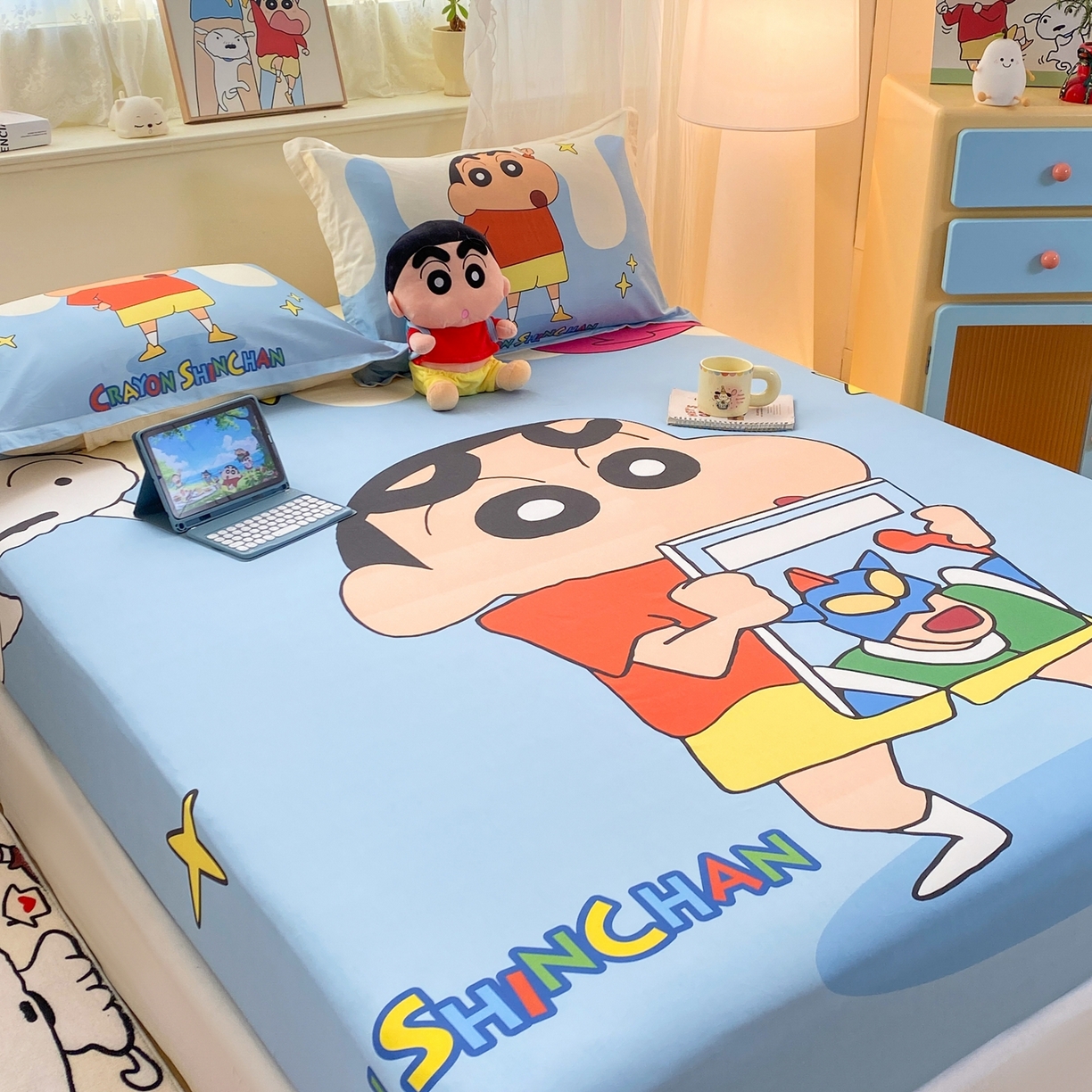 91家纺网 家纺一手货源 找家纺 博雅 2026新款蜡笔小新正版授权全棉纯棉大版床笠单件床笠单品单床笠 大版-动感小新