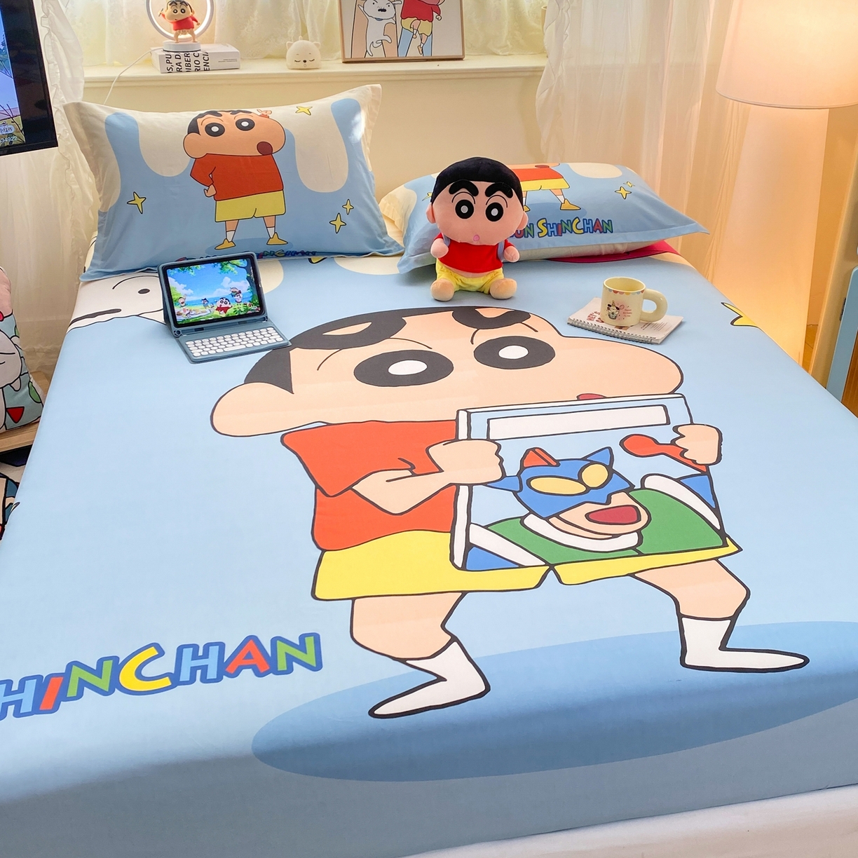 91家纺网 家纺一手货源 找家纺 博雅 2026新款蜡笔小新正版授权全棉纯棉大版床笠单件床笠单品单床笠 大版-动感小新