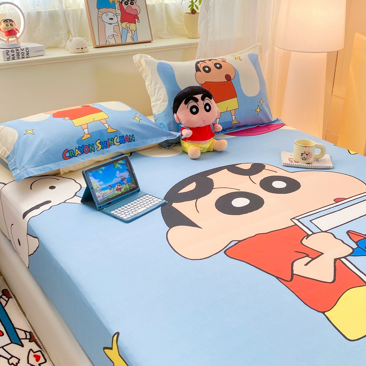 91家纺网 家纺一手货源 找家纺 博雅 2026新款蜡笔小新正版授权全棉纯棉大版床笠单件床笠单品单床笠 大版-动感小新