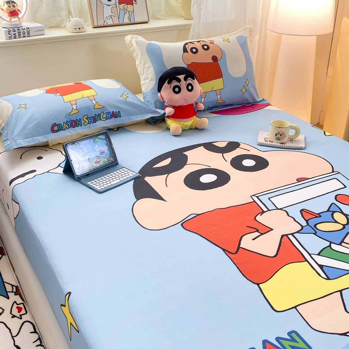 91家纺网 家纺一手货源 找家纺 博雅 2026新款蜡笔小新正版授权全棉纯棉大版床笠单件床笠单品单床笠 大版-动感小新