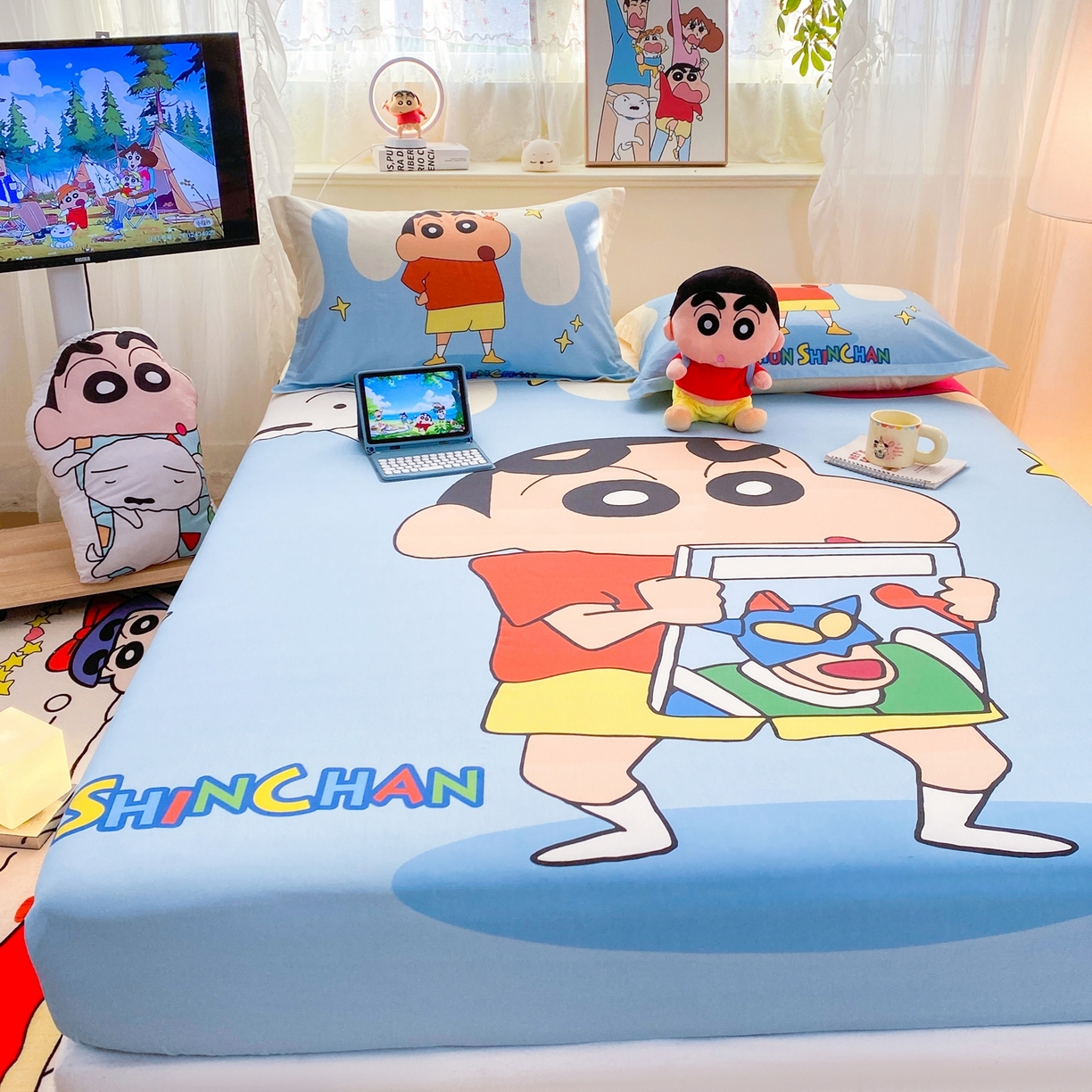 91家纺网 家纺一手货源 找家纺 博雅 2026新款蜡笔小新正版授权全棉纯棉大版床笠单件床笠单品单床笠 大版-动感小新