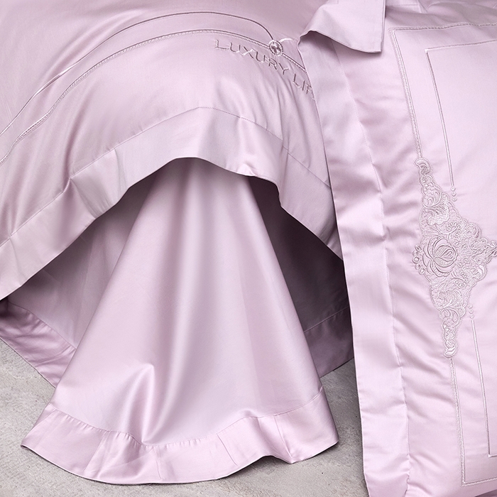 91家纺网 家纺一手货源 找家纺 蒂爵 2026新款贡缎100支长绒棉全棉纯棉刺绣绣花四件套高端四件套-施华洛 施华洛-烟霞紫