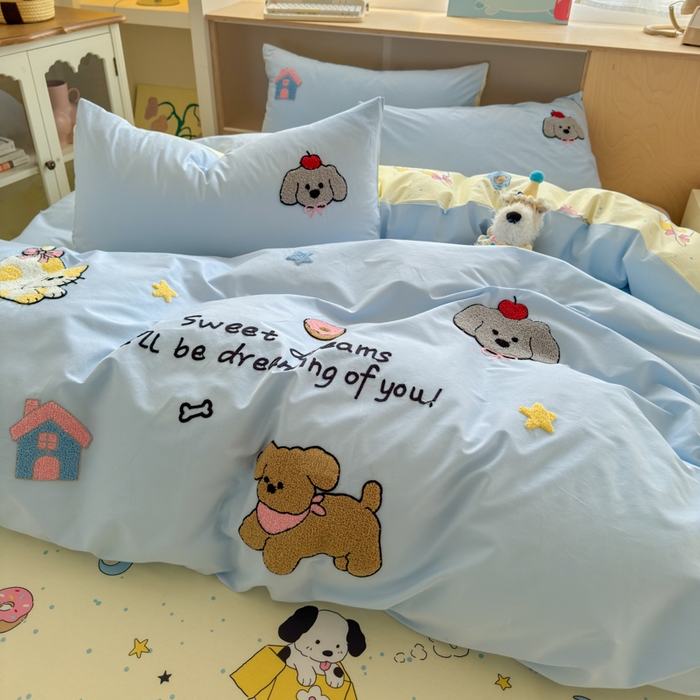 如意朵 2026新款全棉纯棉毛巾绣四件套（第二批） 萌宠乐园