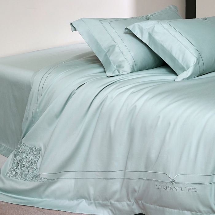 91家纺网 家纺一手货源 找家纺 蒂爵 2026新款贡缎100支长绒棉全棉纯棉刺绣绣花四件套高端四件套-施华洛 施华洛-水晶兰