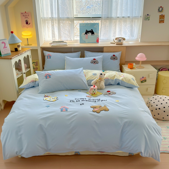 91家纺网 家纺一手货源 找家纺 如意朵 2026新款全棉纯棉毛巾绣四件套（第二批） 萌宠乐园