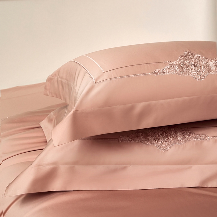 91家纺网 家纺一手货源 找家纺 蒂爵 2026新款贡缎100支长绒棉全棉纯棉刺绣绣花四件套高端四件套-施华洛 施华洛-琥珀橙