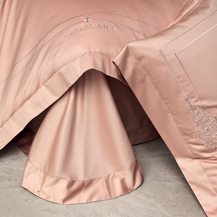 91家纺网 家纺一手货源 找家纺 蒂爵 2026新款贡缎100支长绒棉全棉纯棉刺绣绣花四件套高端四件套-施华洛 施华洛-琥珀橙