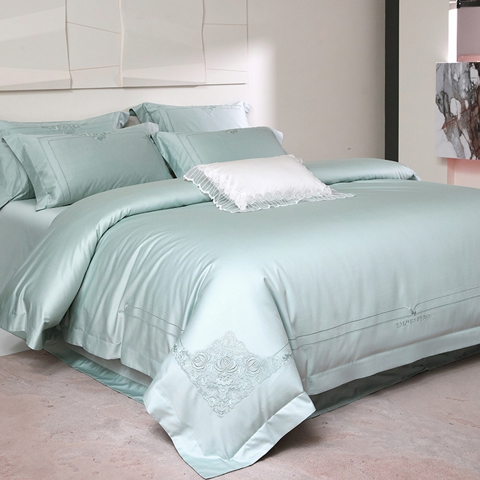 91家纺网 家纺一手货源 找家纺 蒂爵 2026新款贡缎100支长绒棉全棉纯棉刺绣绣花四件套高端四件套-施华洛 施华洛-水晶兰