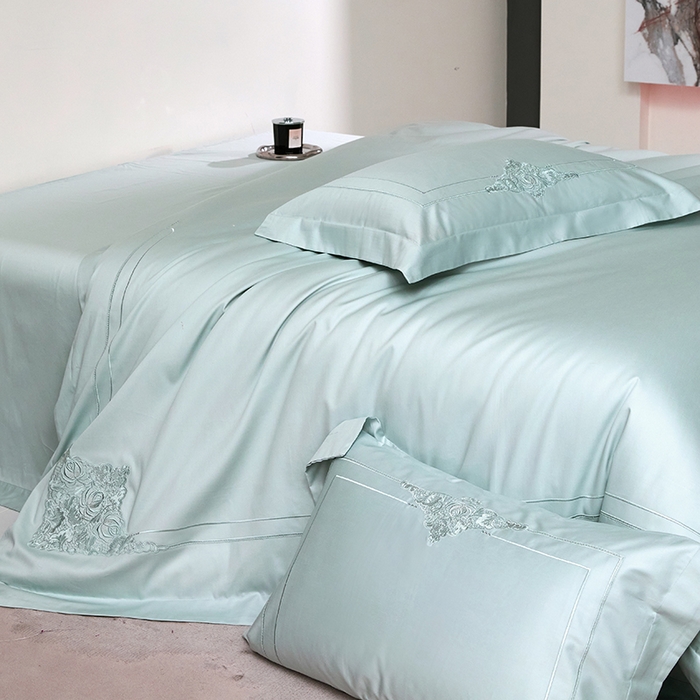 91家纺网 家纺一手货源 找家纺 蒂爵 2026新款贡缎100支长绒棉全棉纯棉刺绣绣花四件套高端四件套-施华洛 施华洛-水晶兰