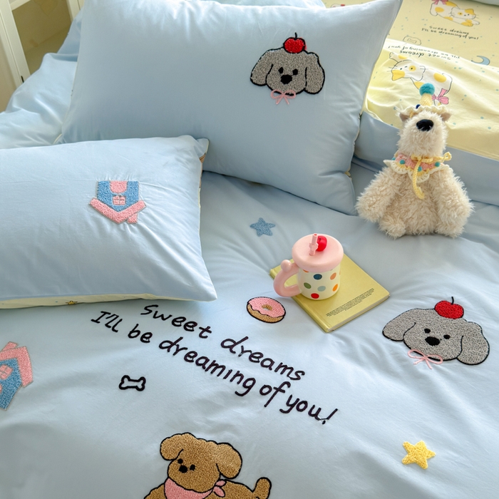 91家纺网 家纺一手货源 找家纺 如意朵 2026新款全棉纯棉毛巾绣四件套（第二批） 萌宠乐园