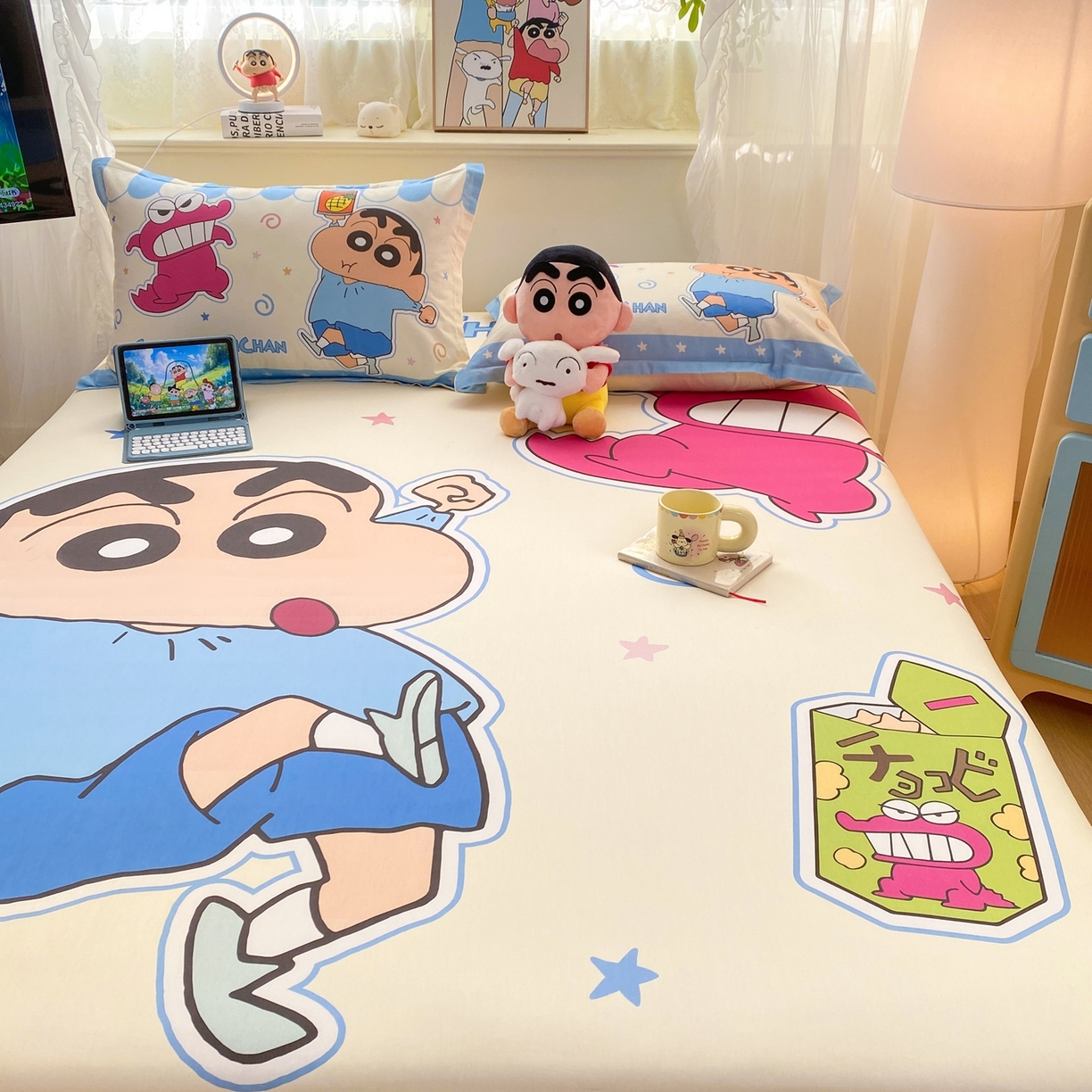 91家纺网 家纺一手货源 找家纺 博雅 2026新款蜡笔小新正版授权全棉纯棉大版床笠单件床笠单品单床笠 大版-鳄鱼山小新