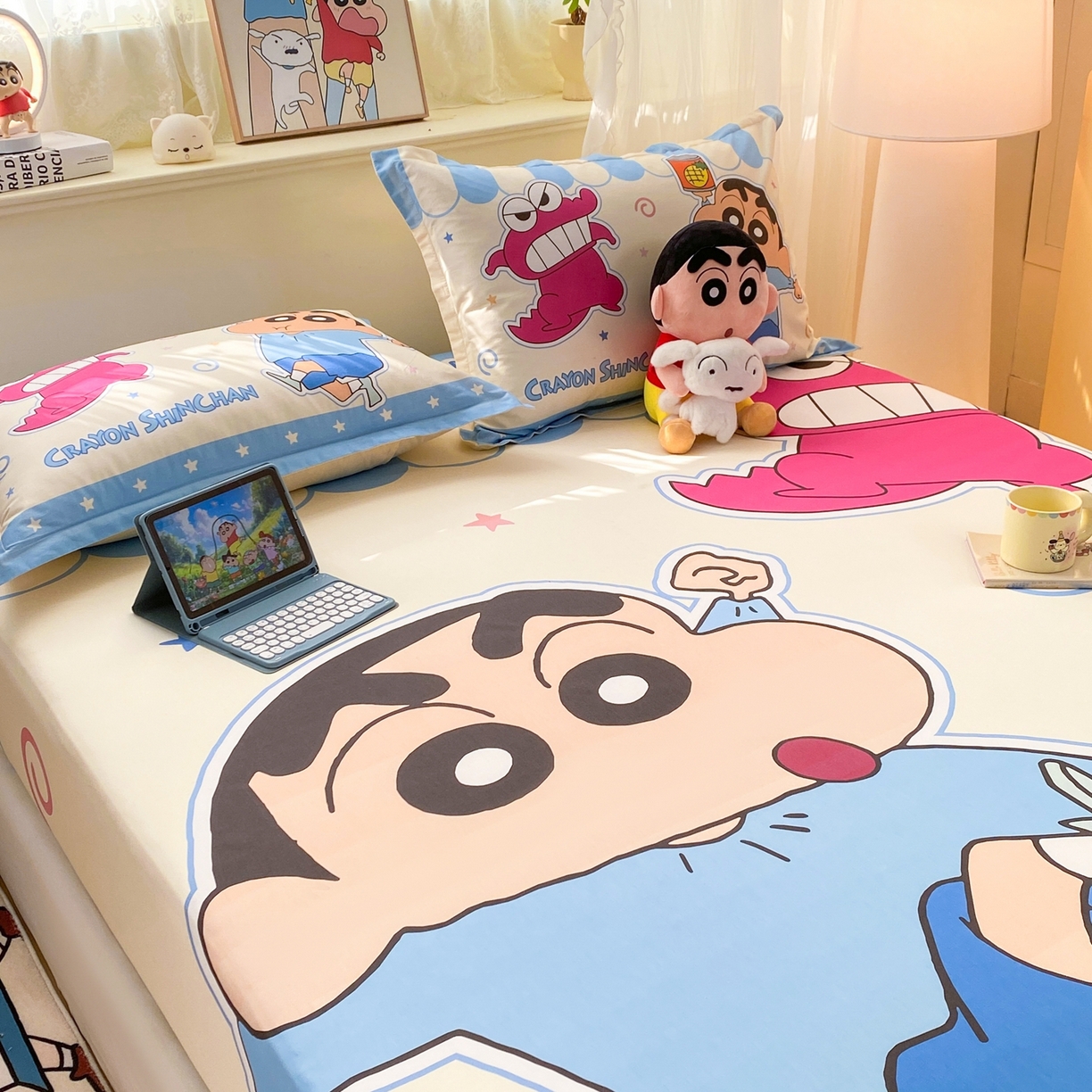 91家纺网 家纺一手货源 找家纺 博雅 2026新款蜡笔小新正版授权全棉纯棉大版床笠单件床笠单品单床笠 大版-鳄鱼山小新