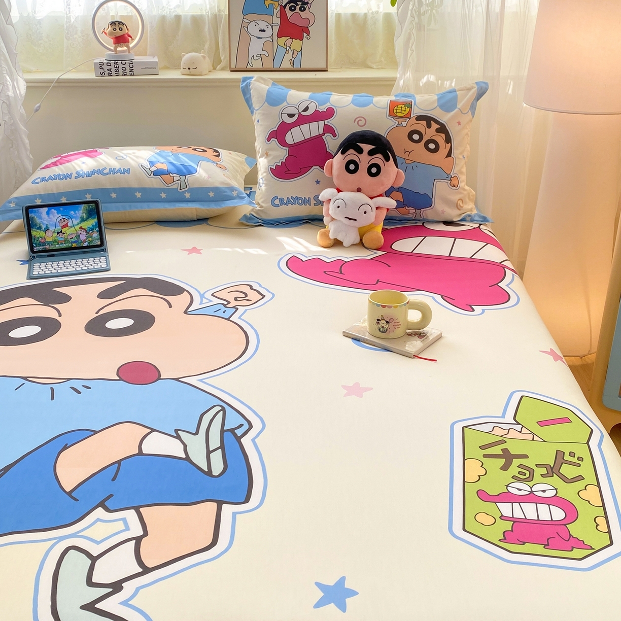 91家纺网 家纺一手货源 找家纺 博雅 2026新款蜡笔小新正版授权全棉纯棉大版床笠单件床笠单品单床笠 大版-鳄鱼山小新