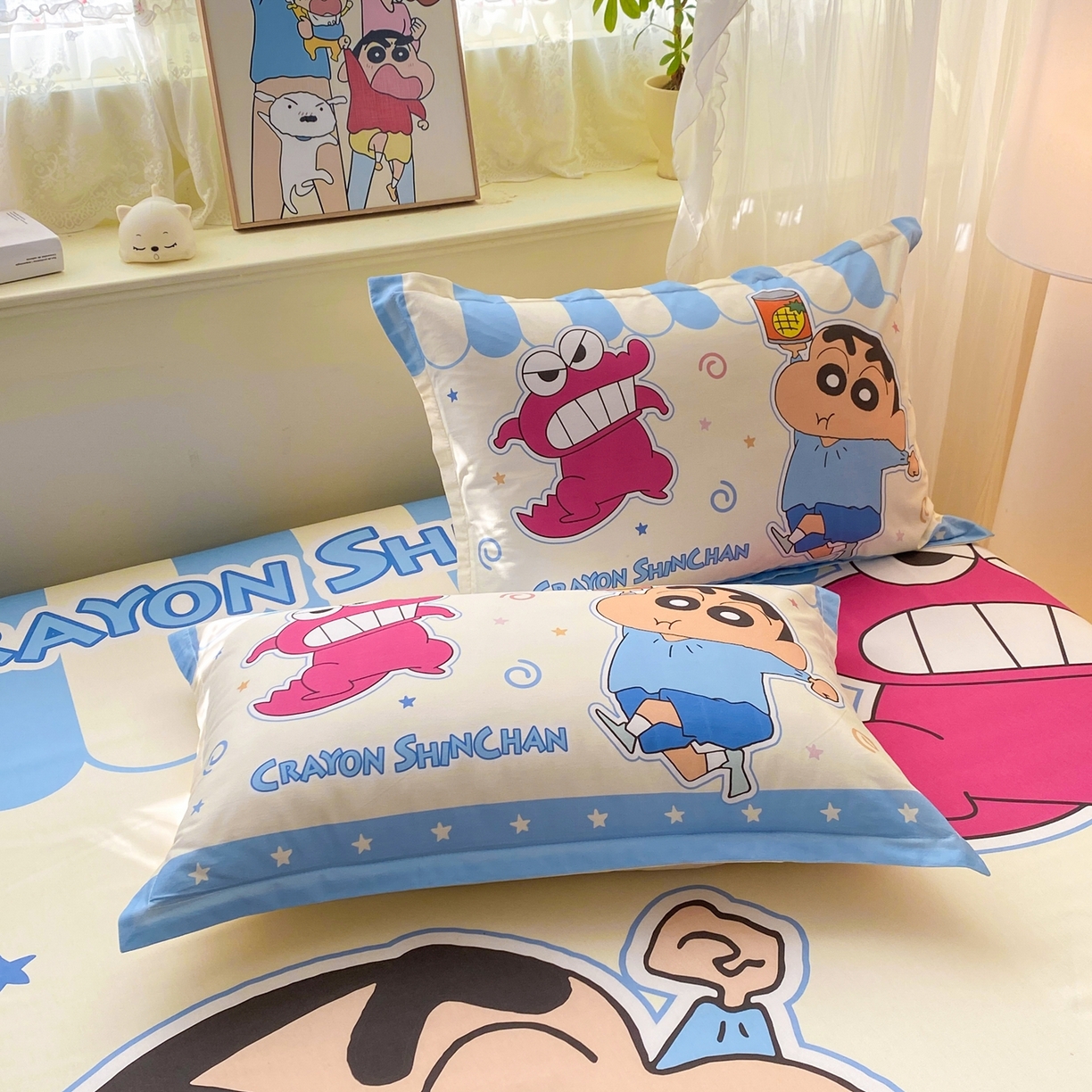 91家纺网 家纺一手货源 找家纺 博雅 2026新款蜡笔小新正版授权全棉纯棉大版床笠单件床笠单品单床笠 大版-鳄鱼山小新