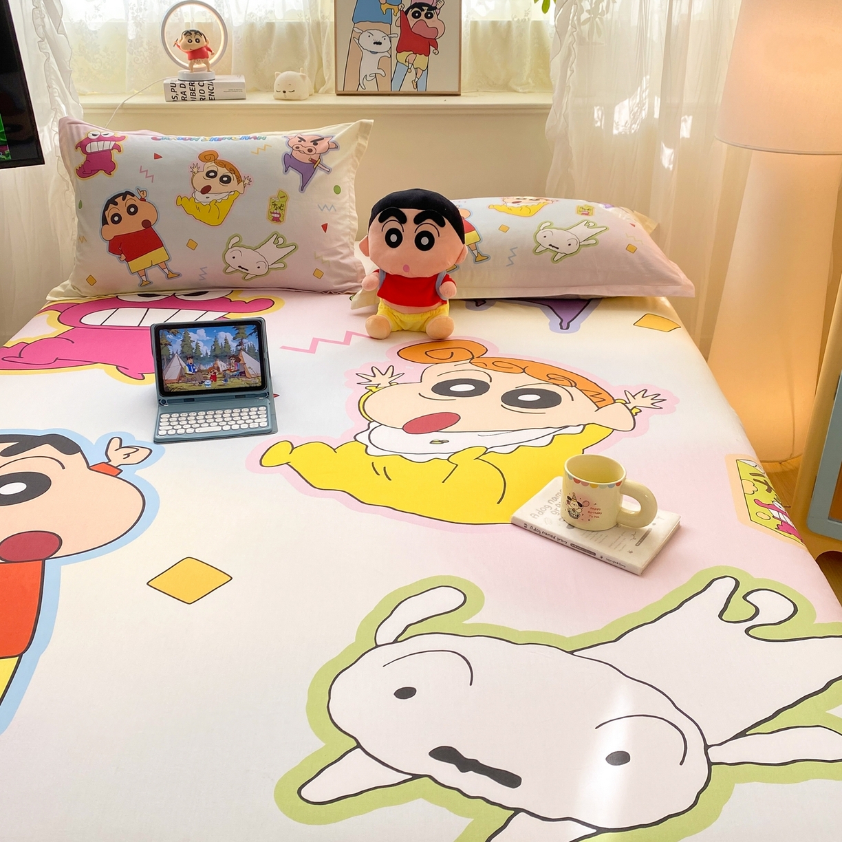 91家纺网 家纺一手货源 找家纺 博雅 2026新款蜡笔小新正版授权全棉纯棉大版床笠单件床笠单品单床笠 大版-快乐小新