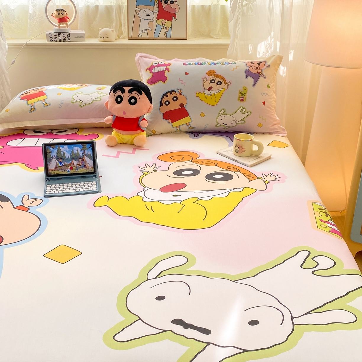 91家纺网 家纺一手货源 找家纺 博雅 2026新款蜡笔小新正版授权全棉纯棉大版床笠单件床笠单品单床笠 大版-快乐小新