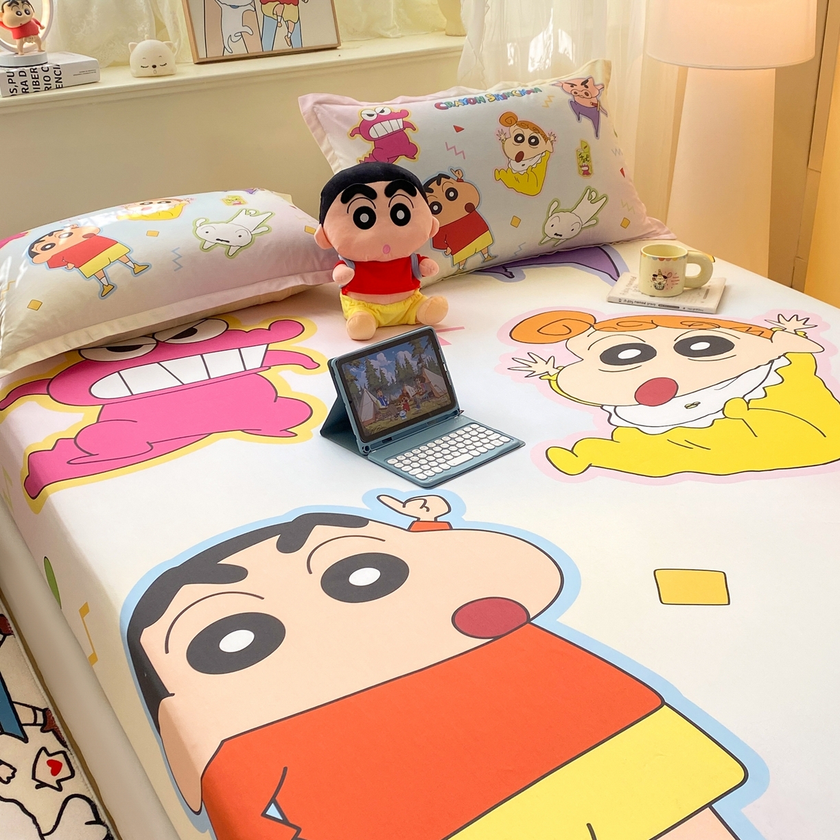 91家纺网 家纺一手货源 找家纺 博雅 2026新款蜡笔小新正版授权全棉纯棉大版床笠单件床笠单品单床笠 大版-快乐小新