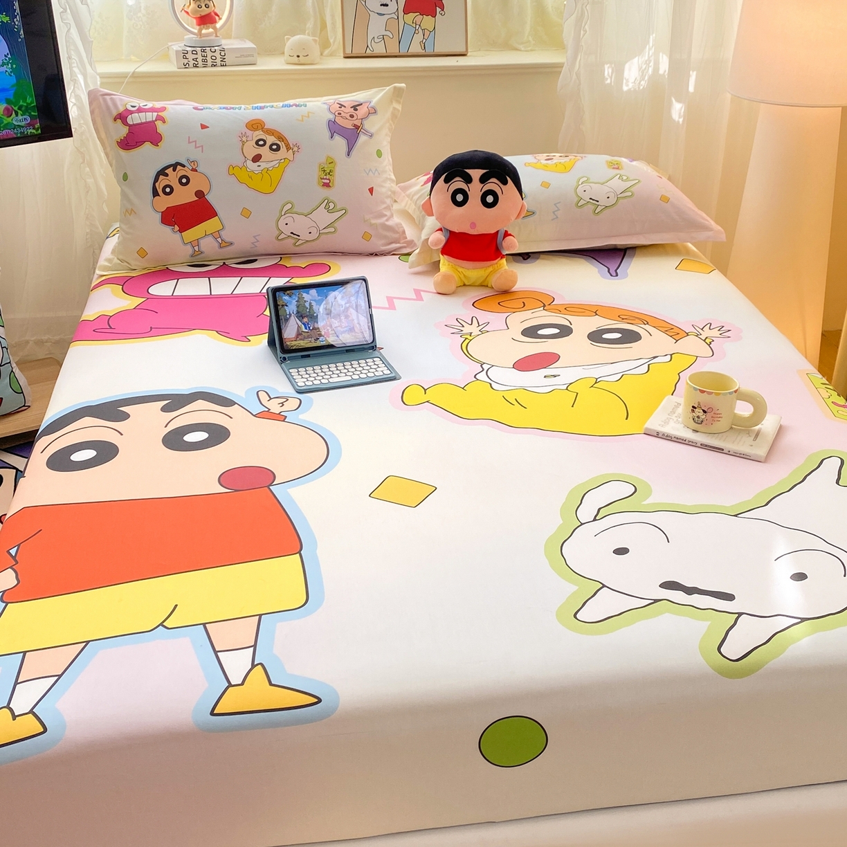 91家纺网 家纺一手货源 找家纺 博雅 2026新款蜡笔小新正版授权全棉纯棉大版床笠单件床笠单品单床笠 大版-快乐小新