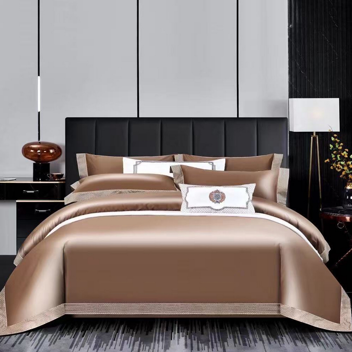 91家纺网 家纺一手货源 找家纺 （总）edra 2026新款纯棉长绒棉轻奢绣花床盖款四件套-罗马假日