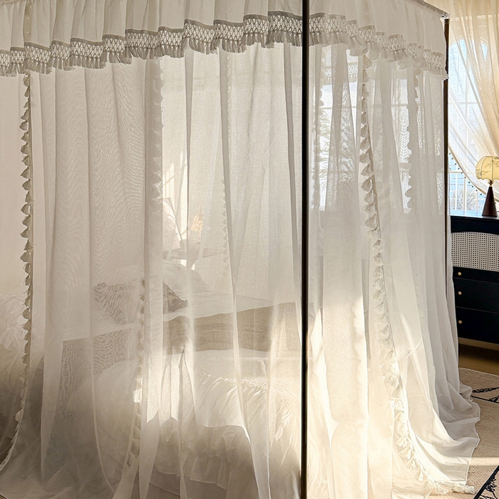 91家纺网 家纺一手货源 找家纺 都市缘蚊帐 2026新款906系列安娜多丽棉纱落地宫廷蚊帐 906安娜-云雾白