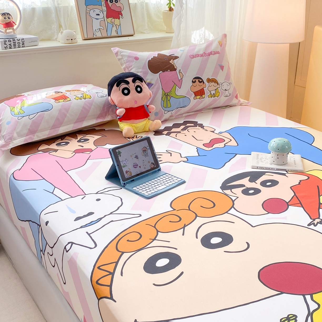 91家纺网 家纺一手货源 找家纺 博雅 2026新款蜡笔小新正版授权全棉纯棉大版床笠单件床笠单品单床笠 大版-蜡笔小新家族