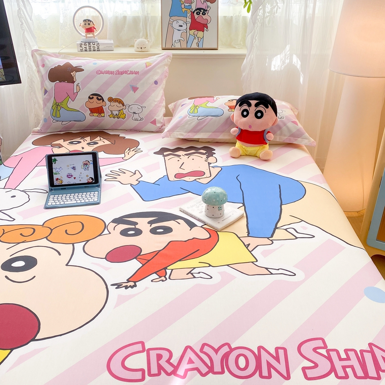 91家纺网 家纺一手货源 找家纺 博雅 2026新款蜡笔小新正版授权全棉纯棉大版床笠单件床笠单品单床笠 大版-蜡笔小新家族