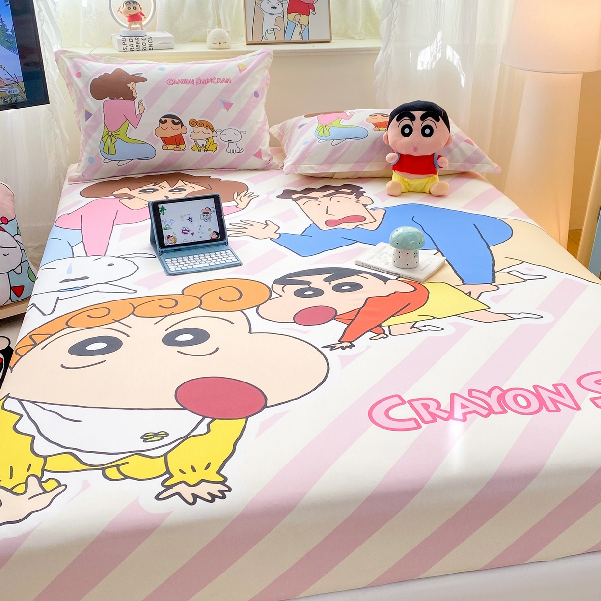 91家纺网 家纺一手货源 找家纺 博雅 2026新款蜡笔小新正版授权全棉纯棉大版床笠单件床笠单品单床笠 大版-蜡笔小新家族