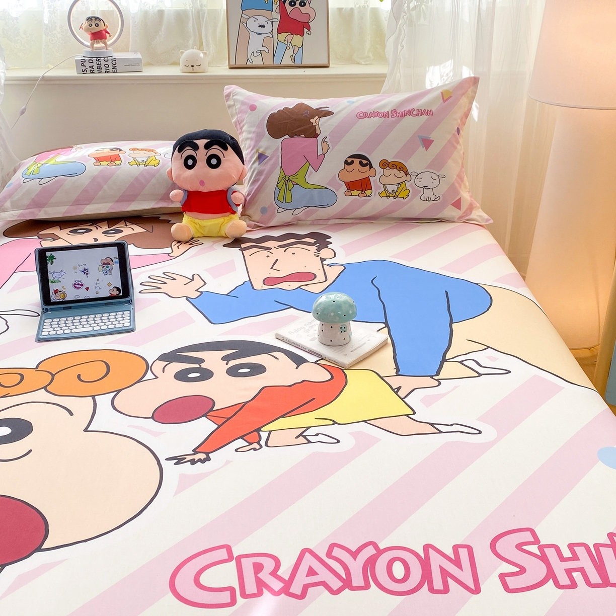 91家纺网 家纺一手货源 找家纺 博雅 2026新款蜡笔小新正版授权全棉纯棉大版床笠单件床笠单品单床笠 大版-蜡笔小新家族