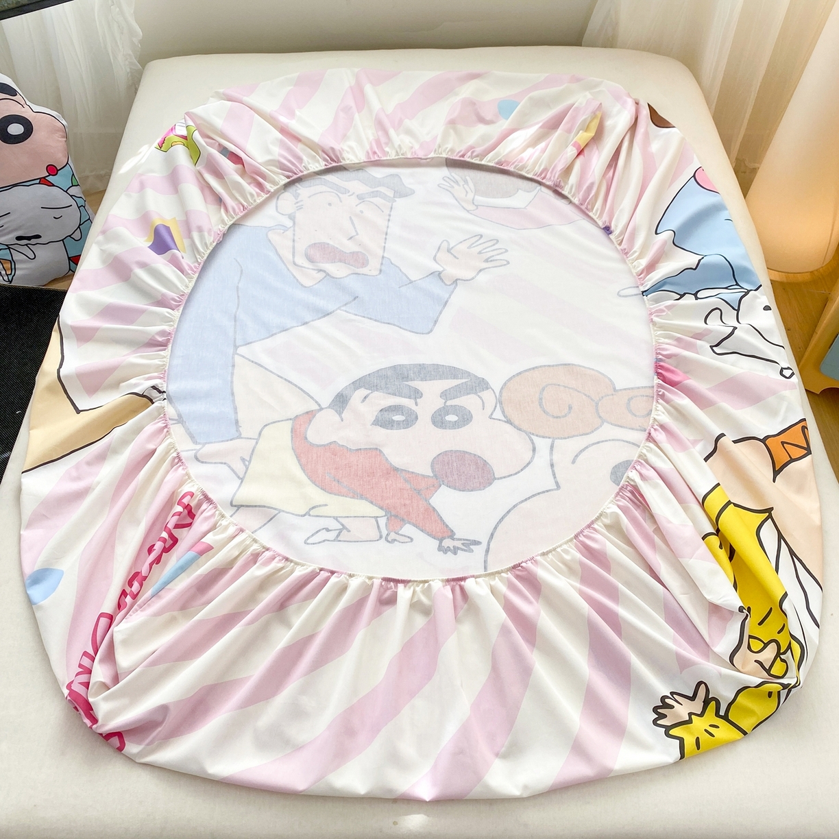 91家纺网 家纺一手货源 找家纺 博雅 2026新款蜡笔小新正版授权全棉纯棉大版床笠单件床笠单品单床笠 大版-蜡笔小新家族