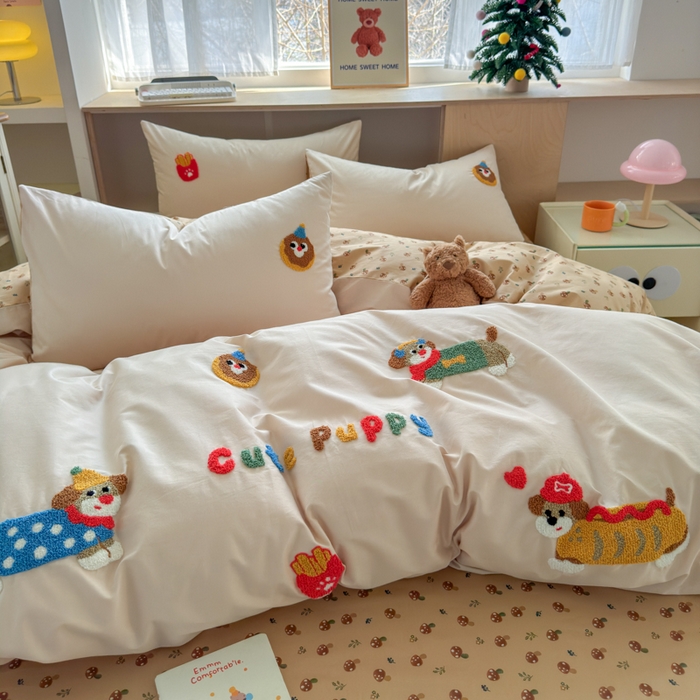 91家纺网 家纺一手货源 找家纺 如意朵 2026新款全棉纯棉毛巾绣四件套（第二批） 小伙伴